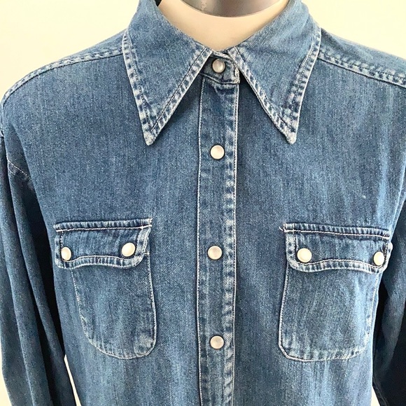Sportsgirl Tops Vintage Katies Retro Denim Shirt With Pearl Press